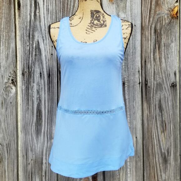 Blue Crochet Accent Tank Top French Connection Size M Sleeveless Top Medium - Picture 1 of 8